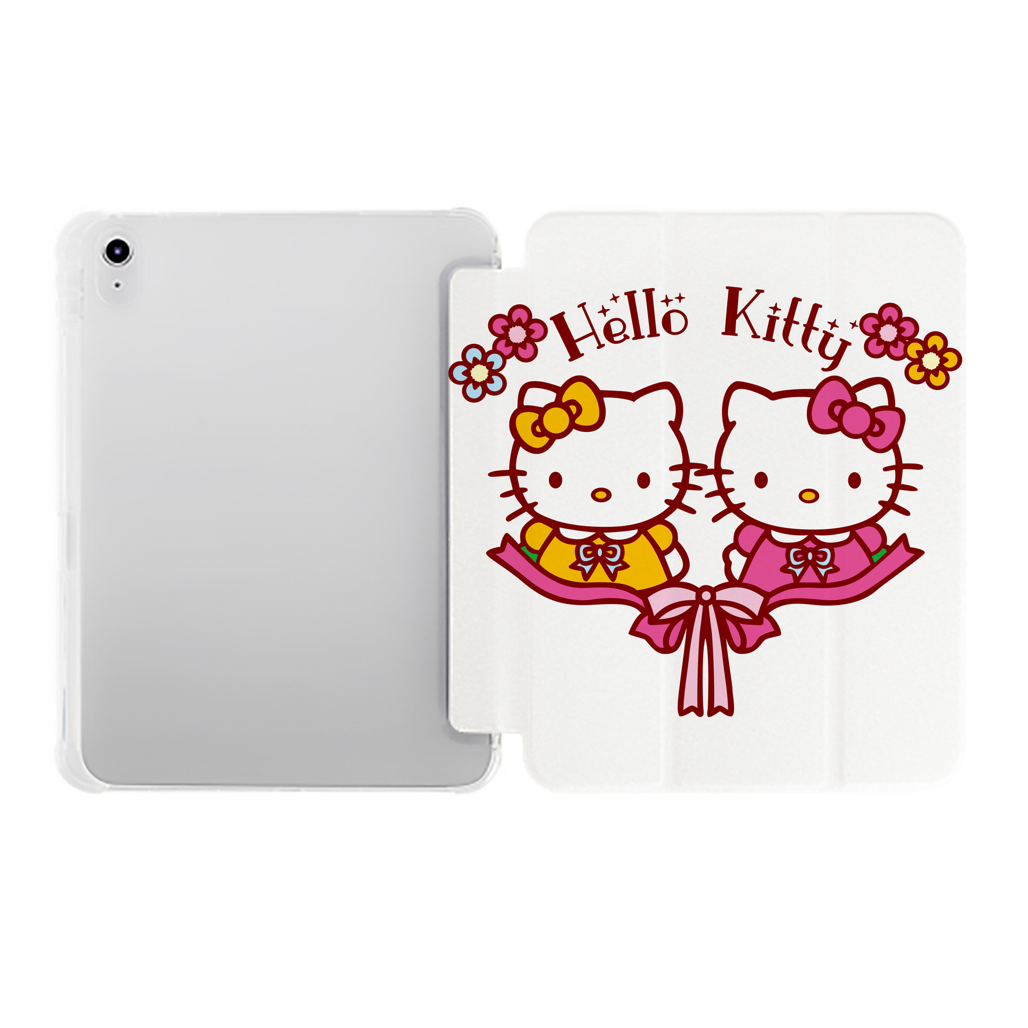 （画像用） Hello Kitty ハローキティ IPad ケース ペン収納付き 三つ折りスタンド PUレザー×シリコン 対応機種9.5/10.5/10.9インチ